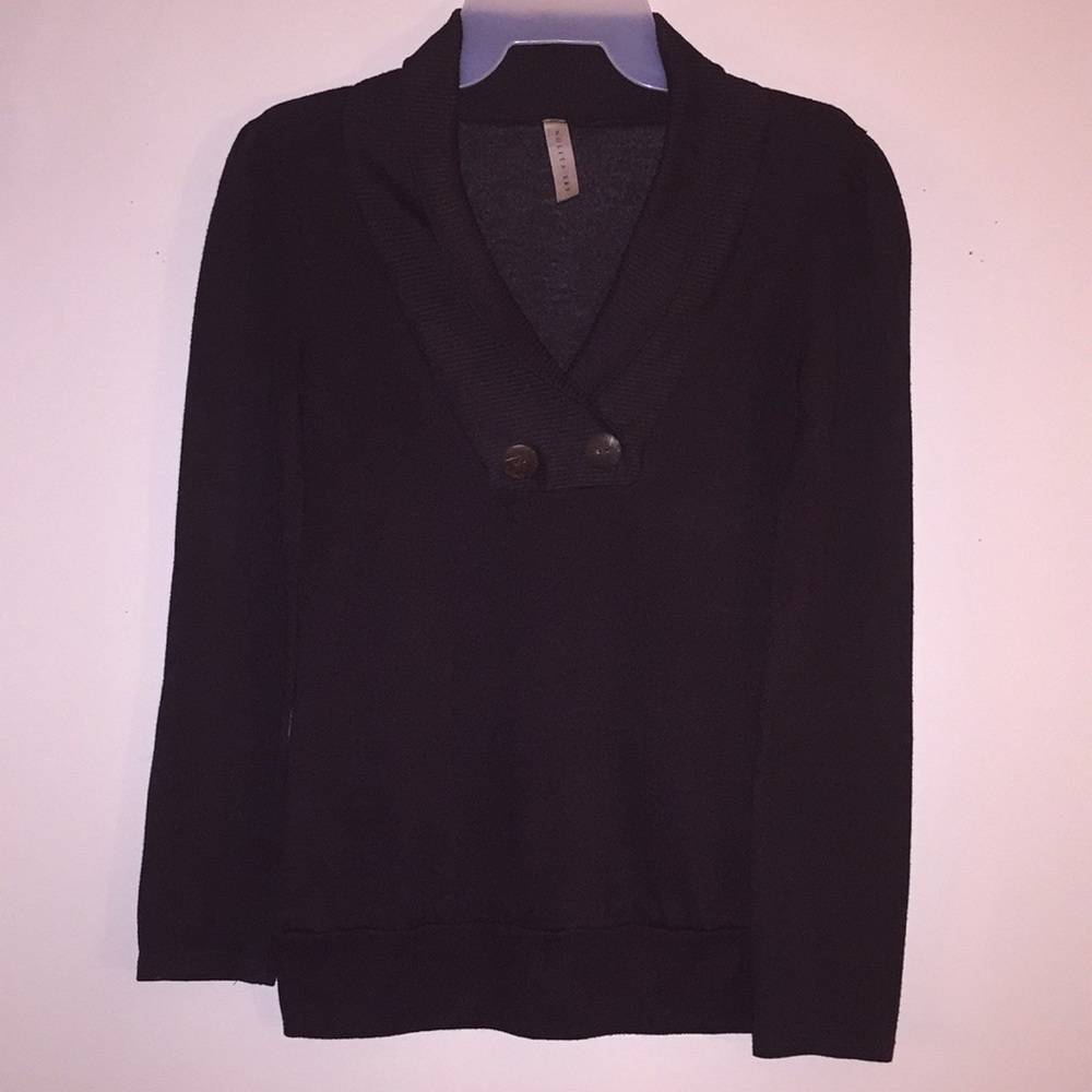 Brown Long Sleeve V Neck Shirt